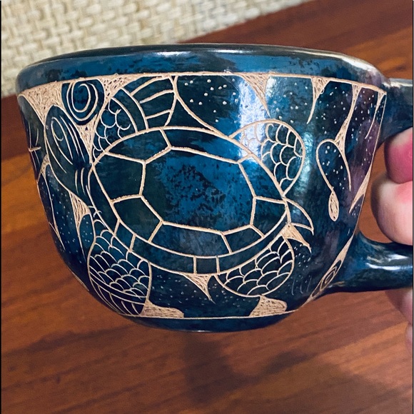 🌟HP🌟VTG 1970-80s Mexican Art Pottery Mug by Candida Jimenez Sgraffito - Picture 3 of 8